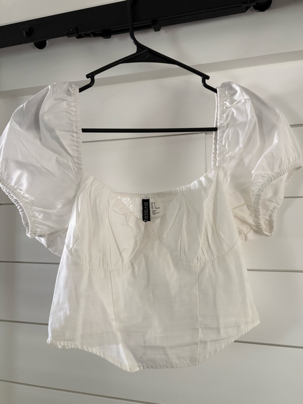 H&M White Puff Sleeve Cropped Blouse